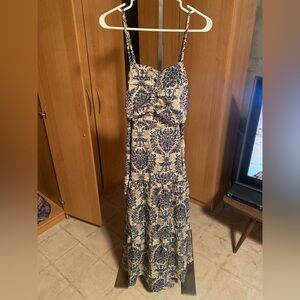 Elegant Blue and Cream Women's Dress